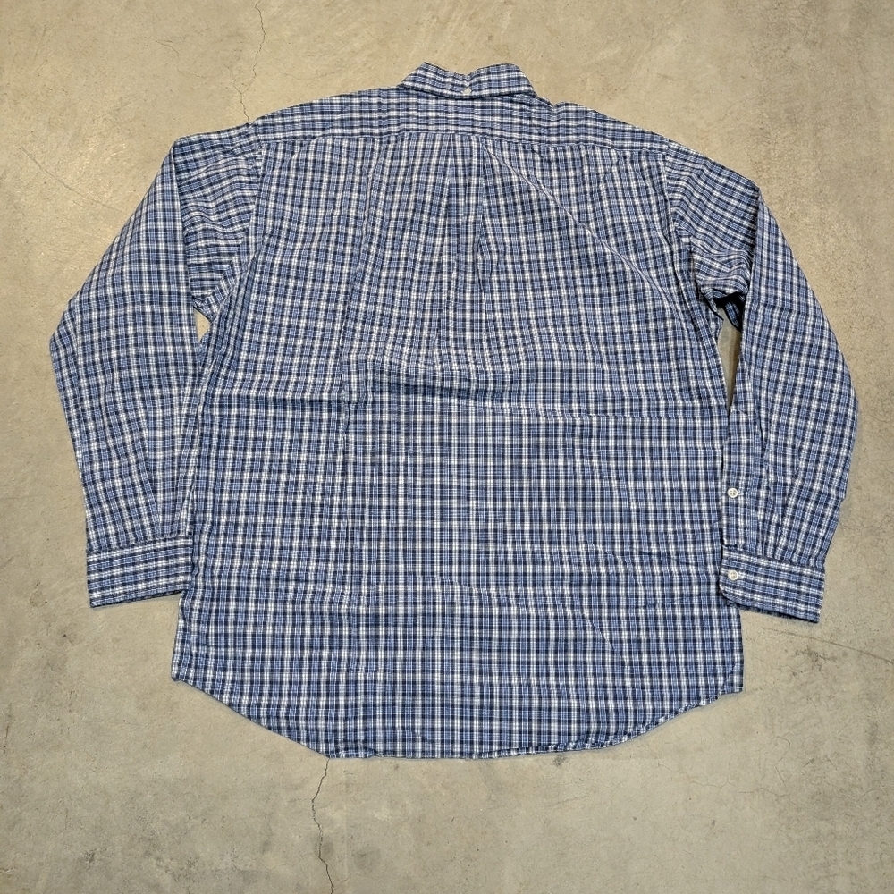 VTG Ralph Lauren Custom Fit Men's M Check Blue White Button Down Shirt - Picture 4 of 6